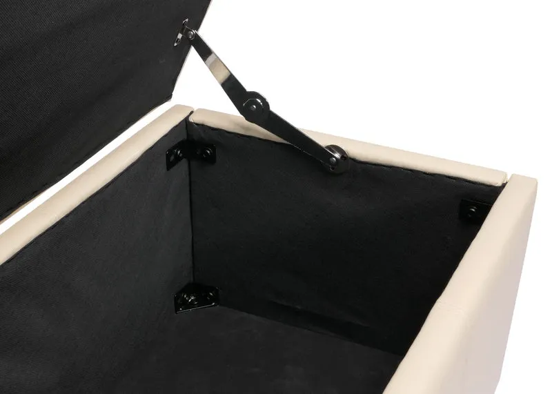 Banc coffre 180 cm avec rangement assise rembourrée cuir et simili cuir crème 04_0011532