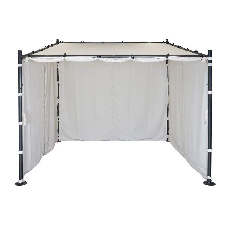 Lot de 4 parois pour pergola 3 x 3 m avec fermeture éclair tissu polyester crème pergola non incluse 04_0010785