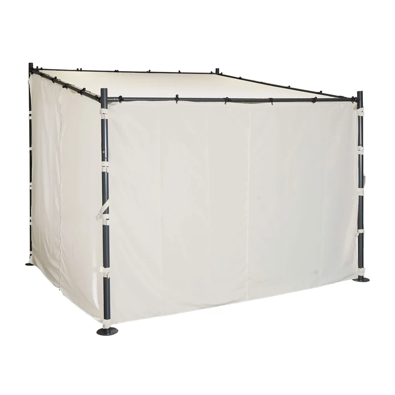 Lot de 4 parois pour pergola 3 x 3 m avec fermeture éclair tissu polyester crème pergola non incluse 04_0010785