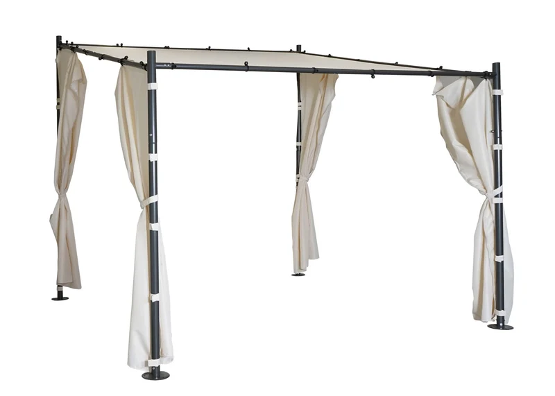 Lot de 4 parois pour pergola 3 x 3 m avec fermeture éclair tissu polyester crème pergola non incluse 04_0010785