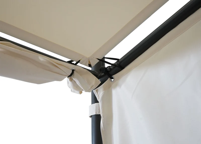 Lot de 4 parois pour pergola 3 x 3 m avec fermeture éclair tissu polyester crème pergola non incluse 04_0010785