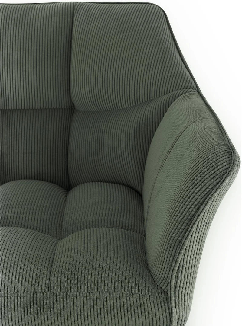Tabouret de bar x1 réglable en velours côtelé vert assise enveloppante capitonnée et avec base carrée en métal noir 10_0006120