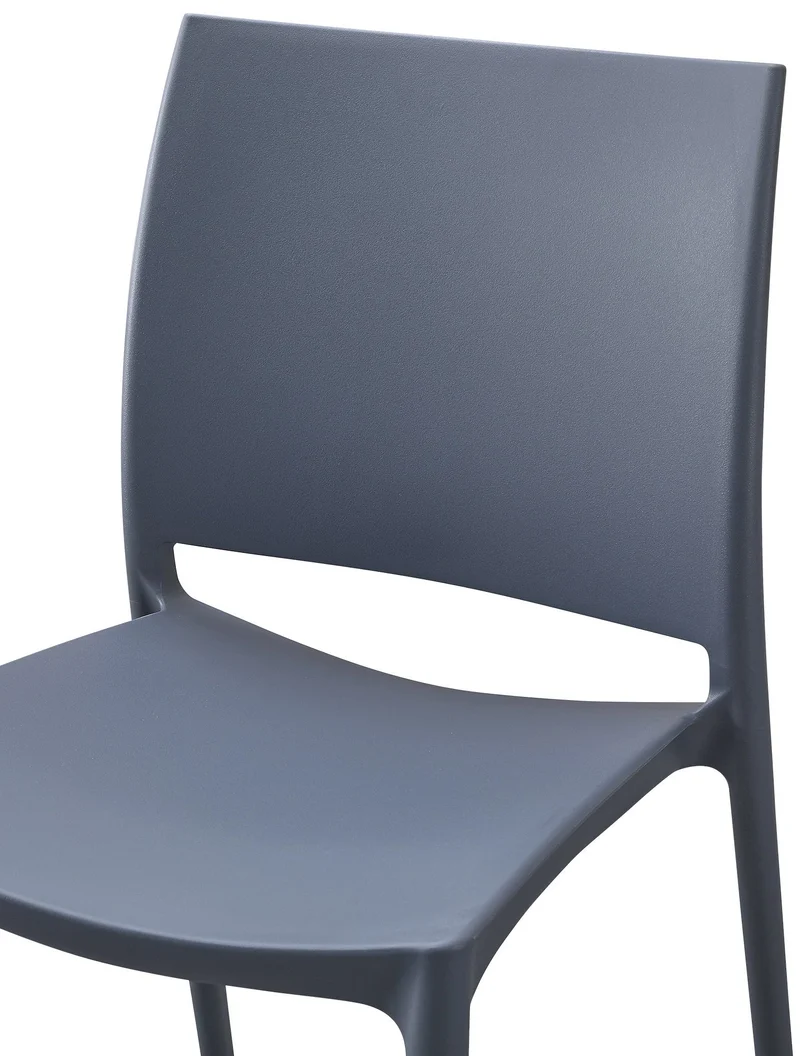Lot de 2 chaises de jardin empilable dossier incurvé à quatre pieds stable en plastique gris 10_0007910