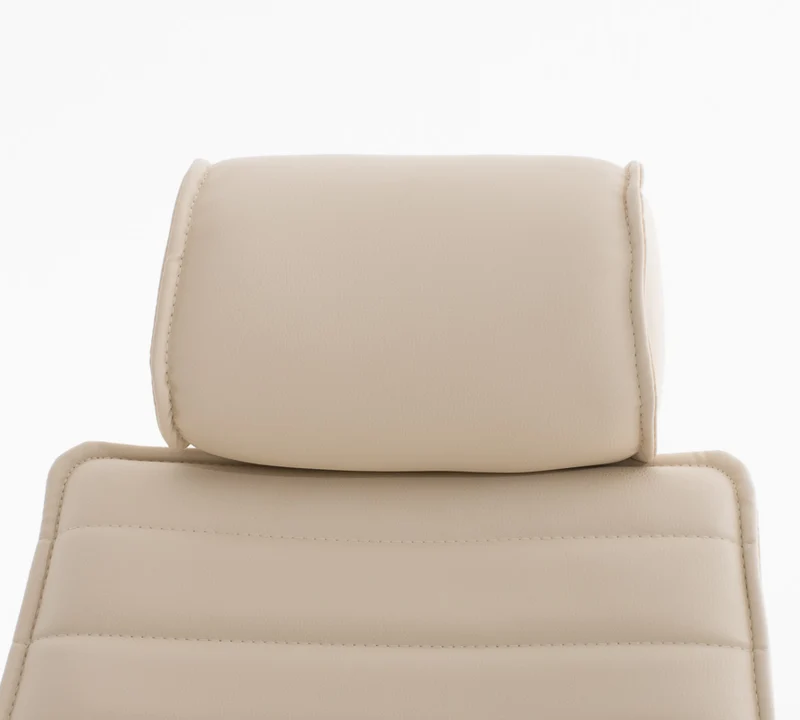 Fauteuil de bureau hauteur réglable pivotant mécanisme de bascule PVC crème et métal chromé 10_0002630