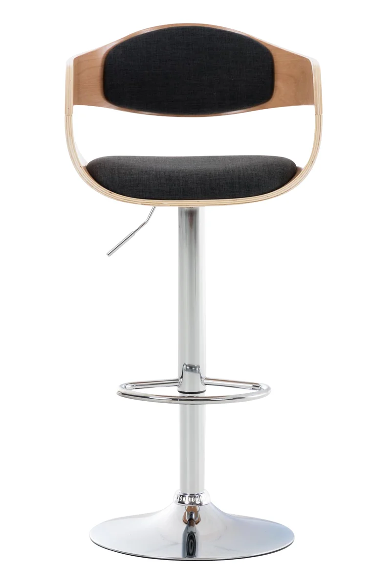 Tabouret de bar x1 design scandinave en tissu gris foncé et structure en bois clair 10_0005051