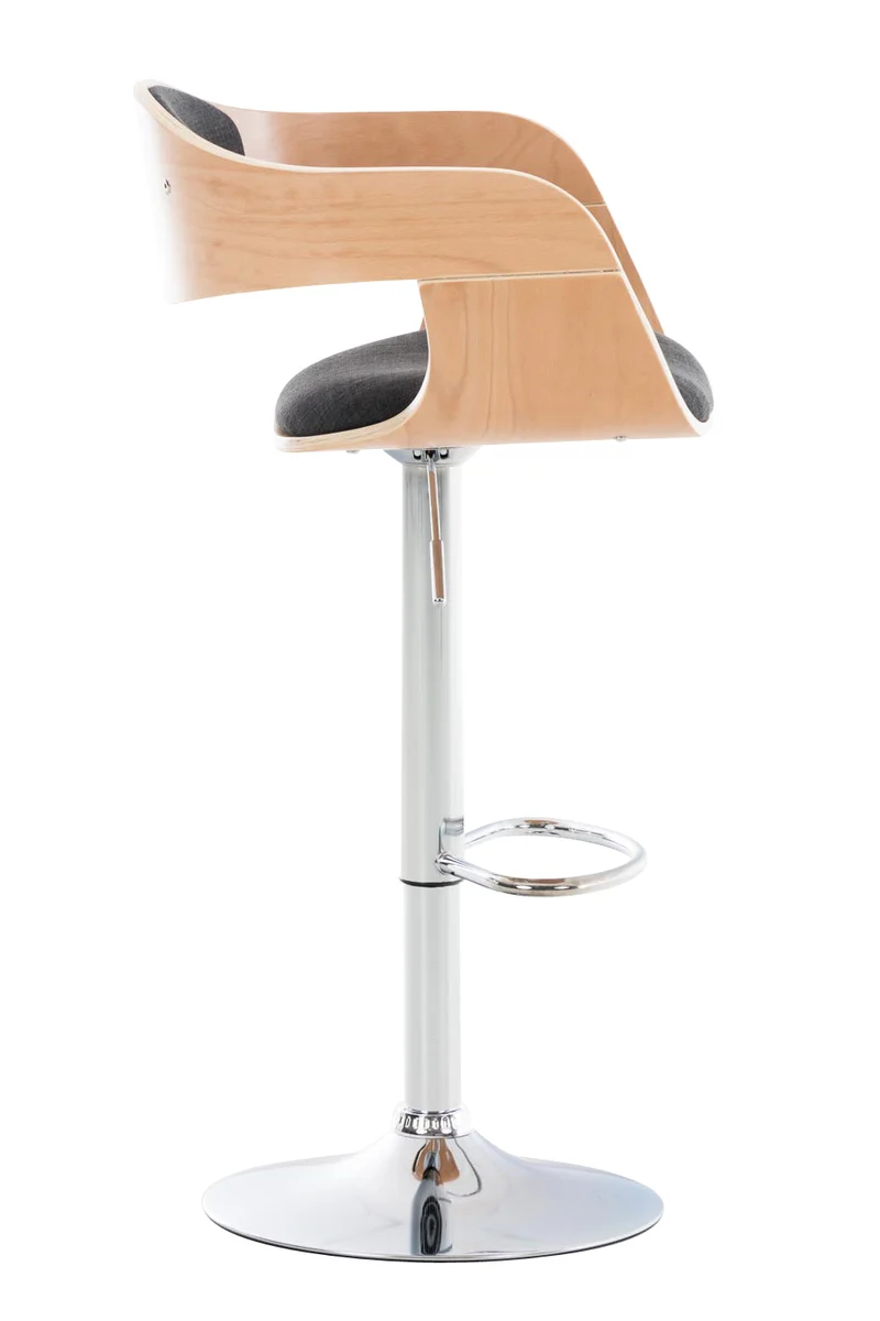 Lot de 2 tabourets de bar design scandinave en tissu gris foncé et structure en bois clair 10_0004256