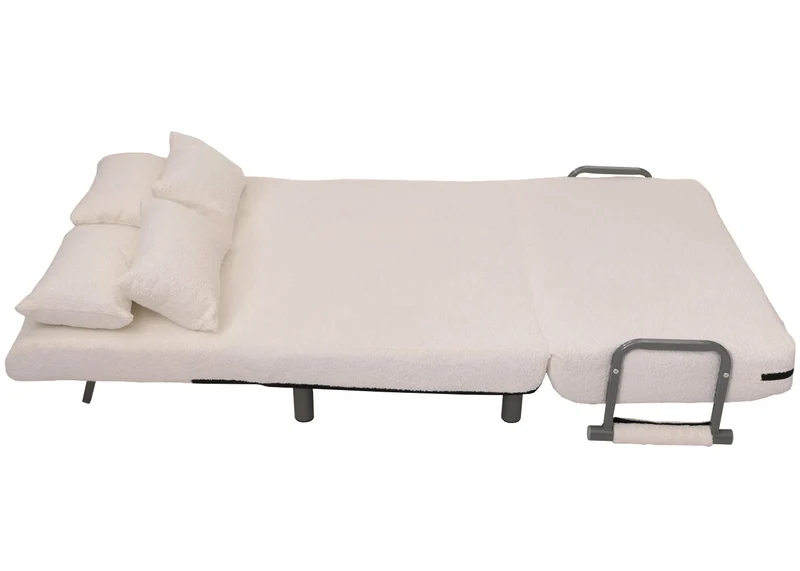 Canapé convertible lit d’appoint 190x100 cm fauteuil lit design moderne tissu bouclé crème 04_0010016