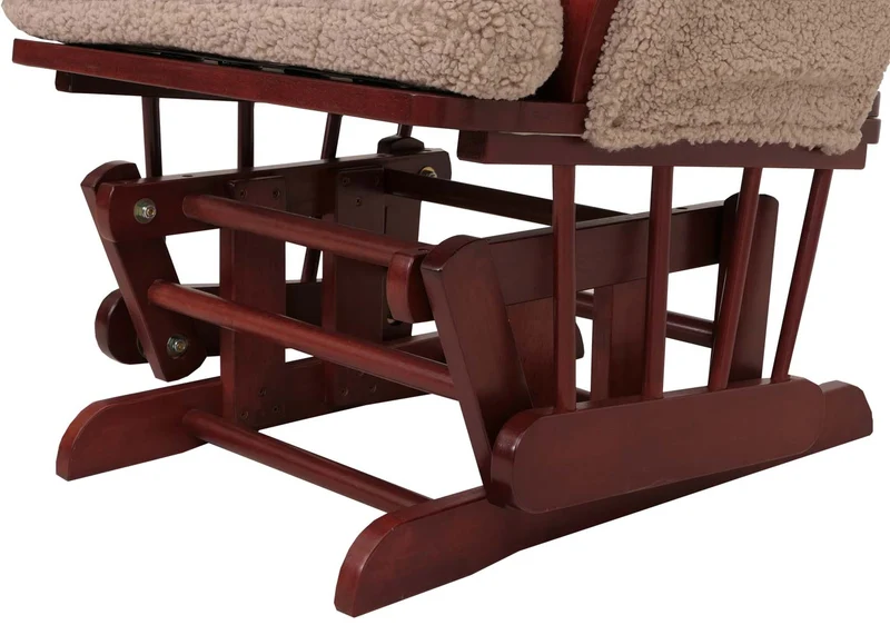 Fauteuil relax à bascule avec repose pieds design moderne bouclé marron bois massif marron 04_0009682