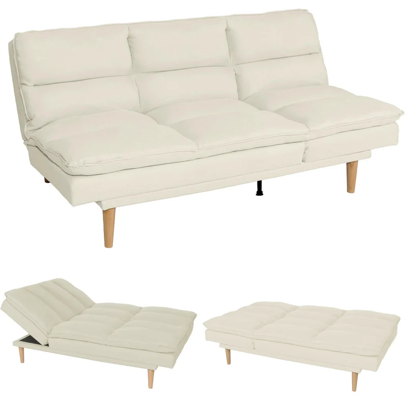 Canapé-lit convertible lit d’appoint surface de couchage 180 x 110 cm en tissu crème 04_0010155