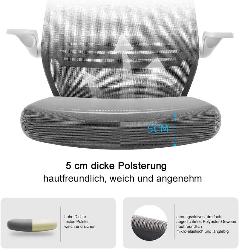 Chaise de bureau ergonomique accoudoirs mécanisme de bascule en maille gris BUR04105