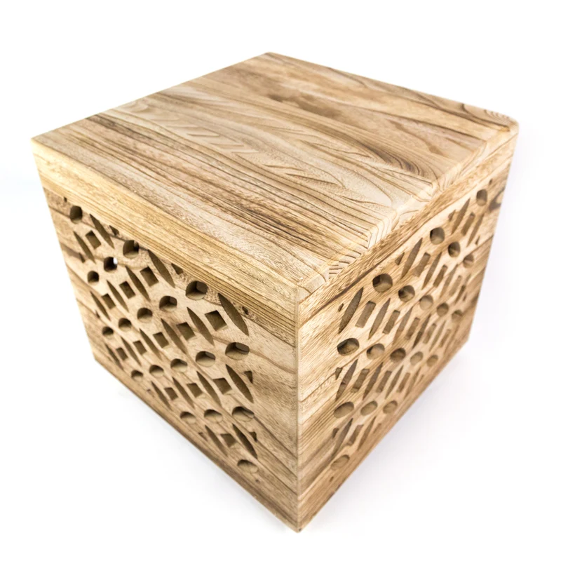 Tabouret table d'appoint cube bois table de chevet cube bois marron table basse étagère 39x40x40 cm TABA06015