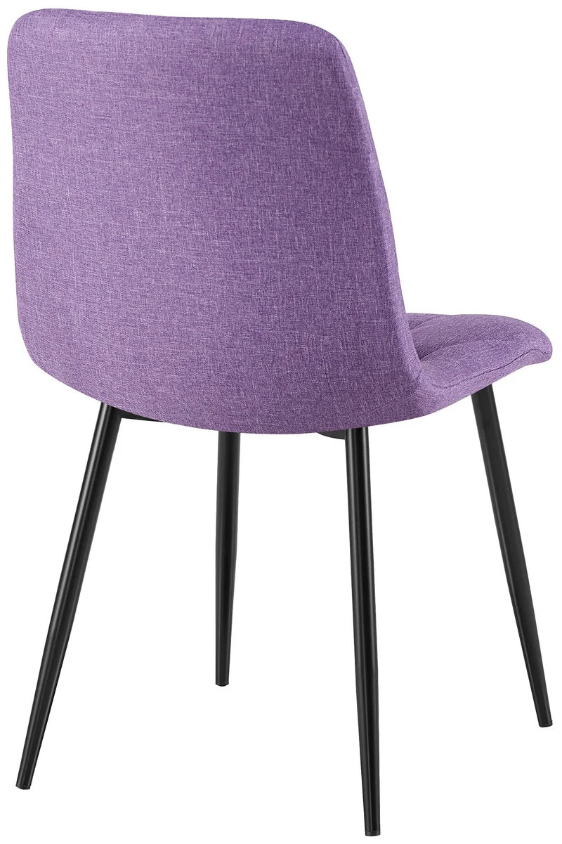Lot de 2 chaises de salle à manger design moderne surpiqûres en losange tissu violet et cadre métal noir 10_0007601