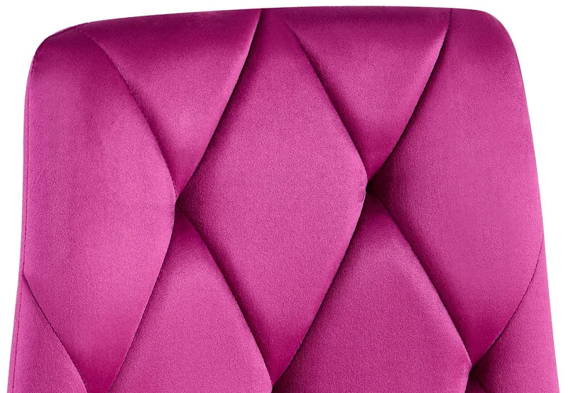 Chaise de salle à manger x1 design moderne surpiqûres en losange velours violet et cadre métal noir 10_0007371