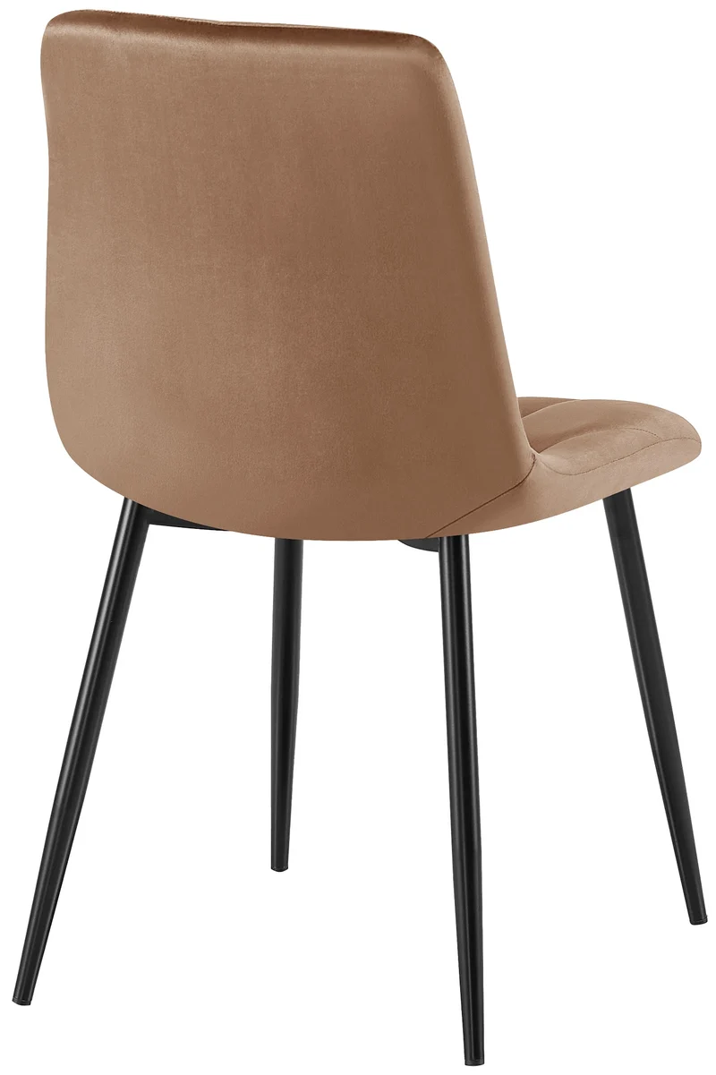 Lot de 2 chaises de salle à manger design moderne surpiqûres en losange velours marron et cadre métal noir 10_0007353