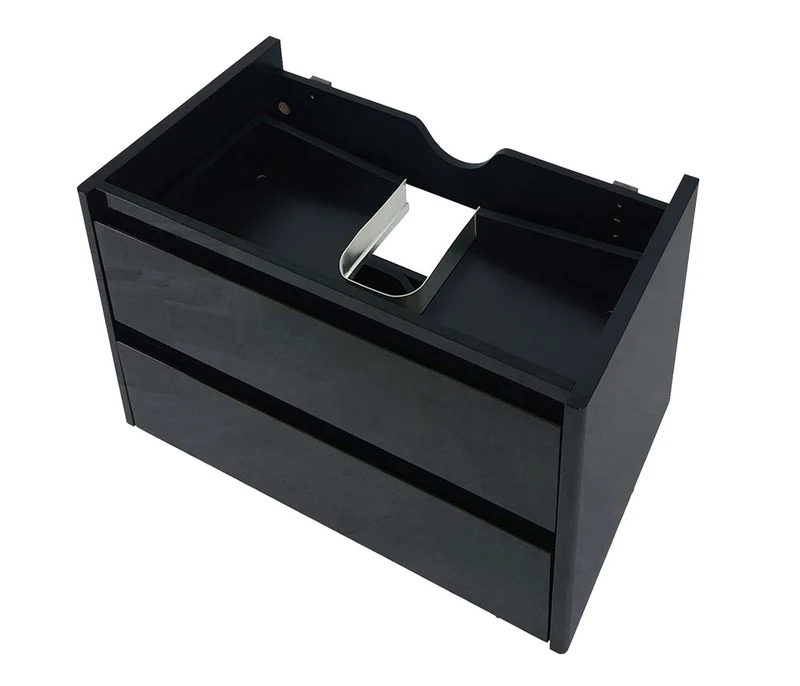 Meuble sous lavabo suspendu noir brillant avec 2 tiroirs Soft-Close 60 cm 04_0010539