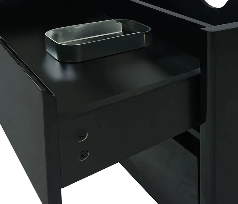 Meuble sous lavabo suspendu noir brillant avec 2 tiroirs Soft-Close 60 cm 04_0010539