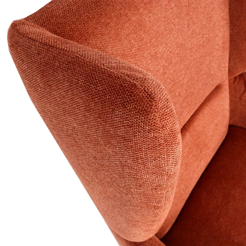 Fauteuil de relaxation avec appuie-têtes latéraux siège extra large rembourré en tissu terre cuite marron et métal 04_0006917
