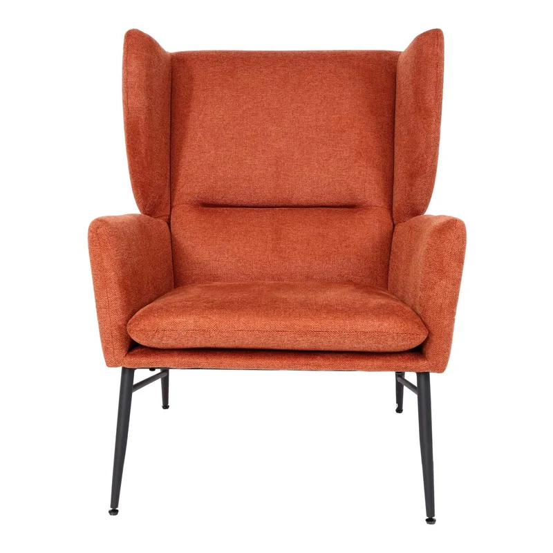 Fauteuil de relaxation avec appuie-têtes latéraux siège extra large rembourré en tissu terre cuite marron et métal 04_0006917
