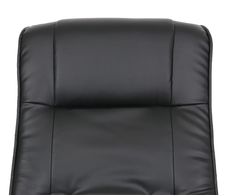 Fauteuil TV fauteuil relaxation pivotant avec repose-pieds en PVC noir cadre en bois 04_0006898