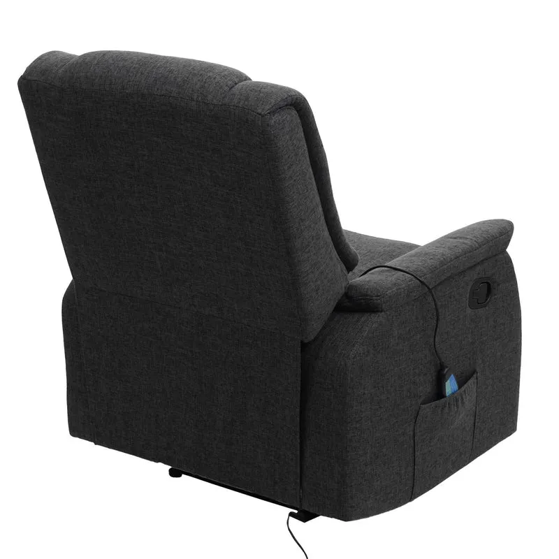 Fauteuil de massage repose-pieds réglable incluant chauffage en tissu gris 102x79x96 cm 04_0006876