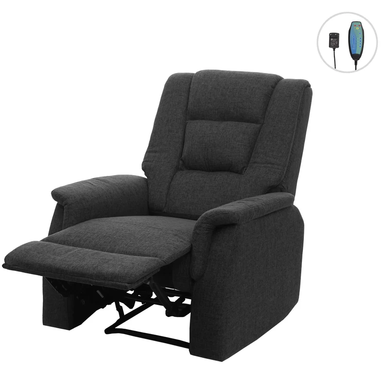 Fauteuil de massage repose-pieds réglable incluant chauffage en tissu gris 102x79x96 cm 04_0006876