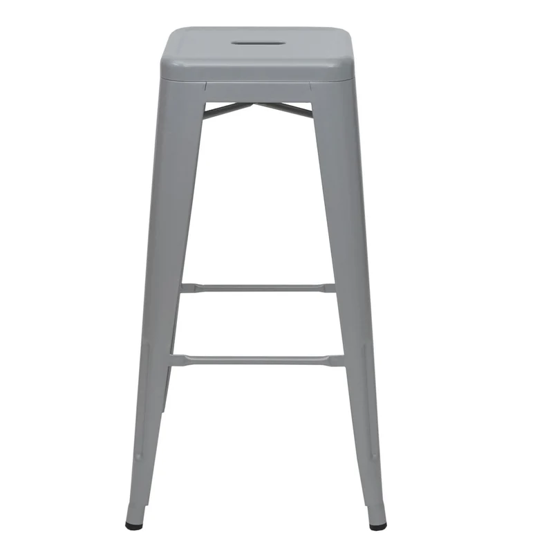 Lot de 4 tabourets de bar chaises de comptoir en métal gris design industriel empilable 04_0007581
