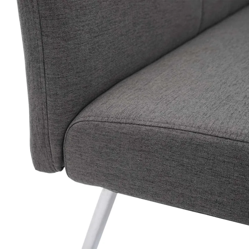 Lot de 2 x chaise de salle à manger + banc 160 cm en tissu gris marron cadre acier inoxydable 04_0007488