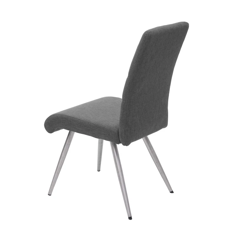 Lot de 2 x chaise de salle à manger + banc 160 cm en tissu gris marron cadre acier inoxydable 04_0007488