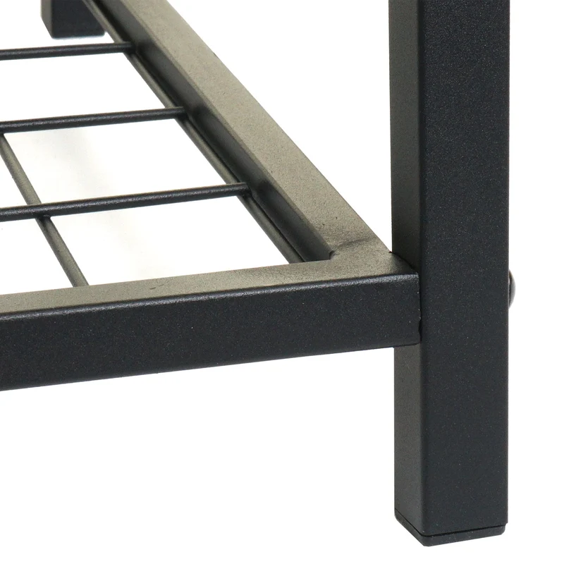 Banc à chaussures avec 4 compartiments 40x107x38 cm métal et MDF aspect chêne 04_0007878