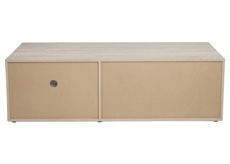 Meuble TV compartiment de rangement avec porte 43x140x41 cm MDF aspect chêne blanc 04_0007853