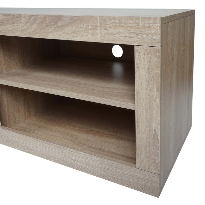 Meuble TV compartiment de rangement avec porte 43x140x41 cm MDF aspect chêne blanc 04_0007853