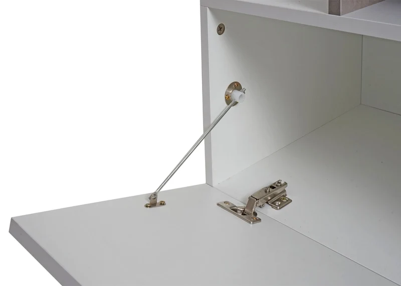 Meuble TV avec deux grands compartiments de rangement avec portes 45x161x40 cm MDF aspect béton blanc 04_0007855