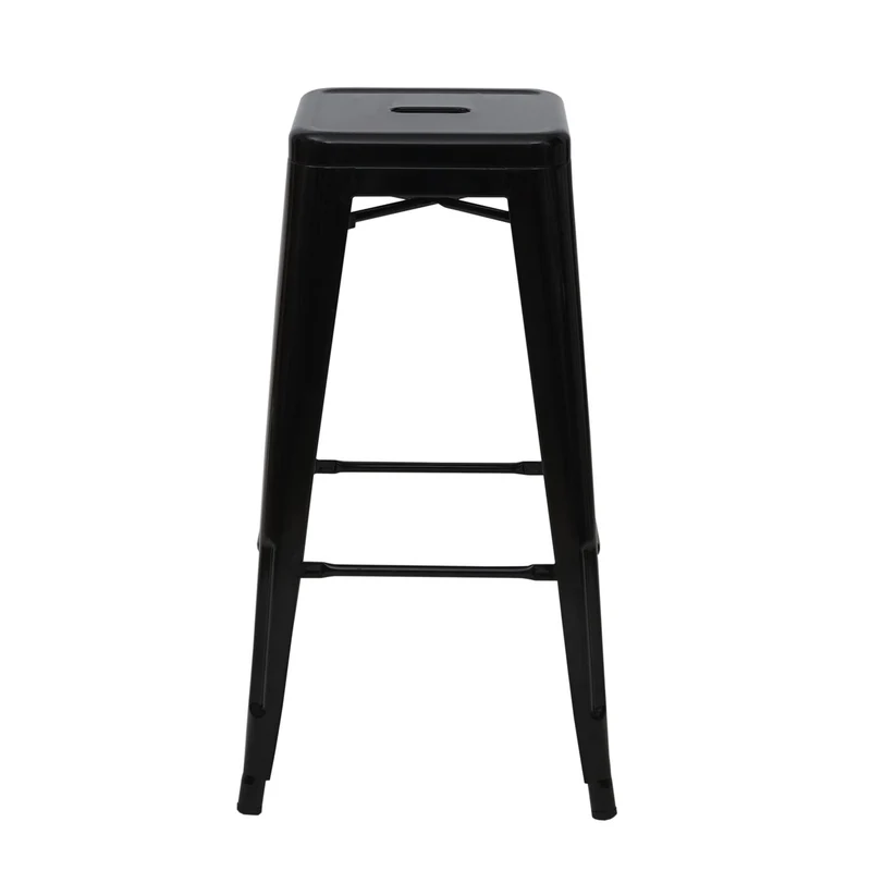 Lot de 2 tabourets de bar avec repose-pieds design industriel empilable métal noir 04_0007450