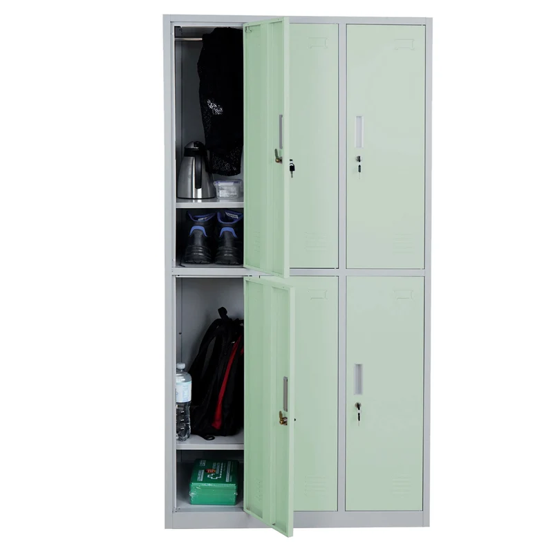 Casier armoire de rangement serrure avec 6 compartiments en métal vert 04_0007269