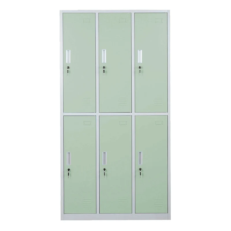 Casier armoire de rangement serrure avec 6 compartiments en métal vert 04_0007269