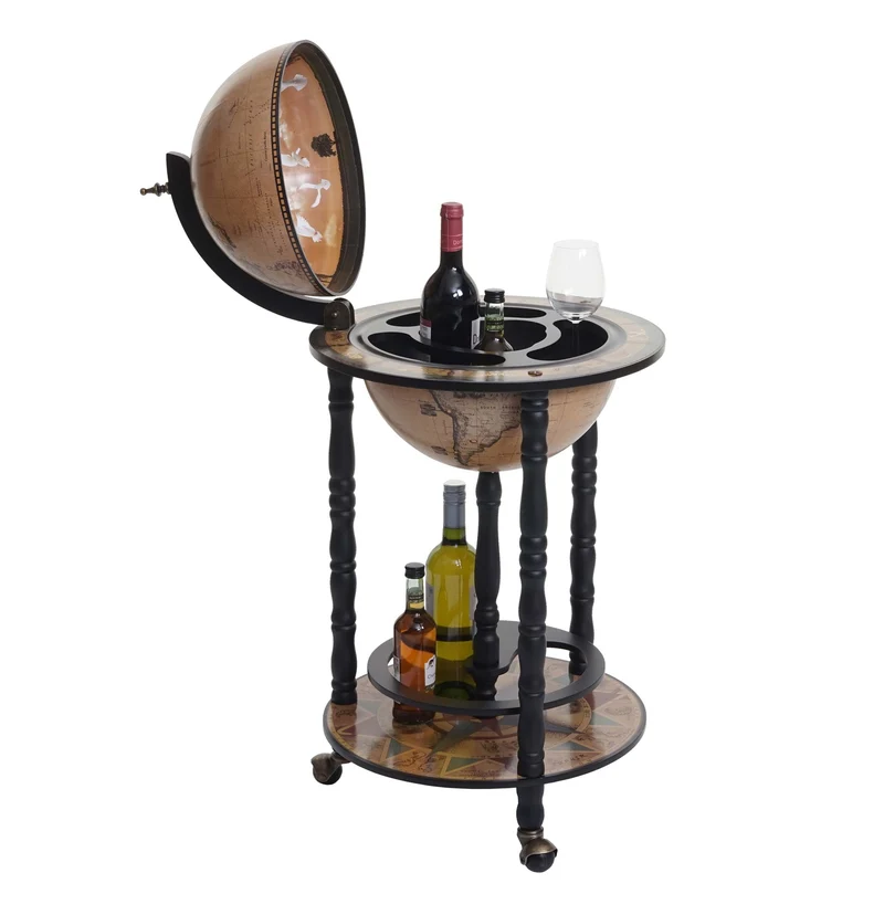 Bar globe mini bar casier à vin globe terrestre diamètre 33 cm en bois d'eucalyptus 04_0006976