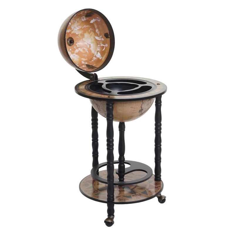 Bar globe mini bar casier à vin globe terrestre diamètre 33 cm en bois d'eucalyptus 04_0006976