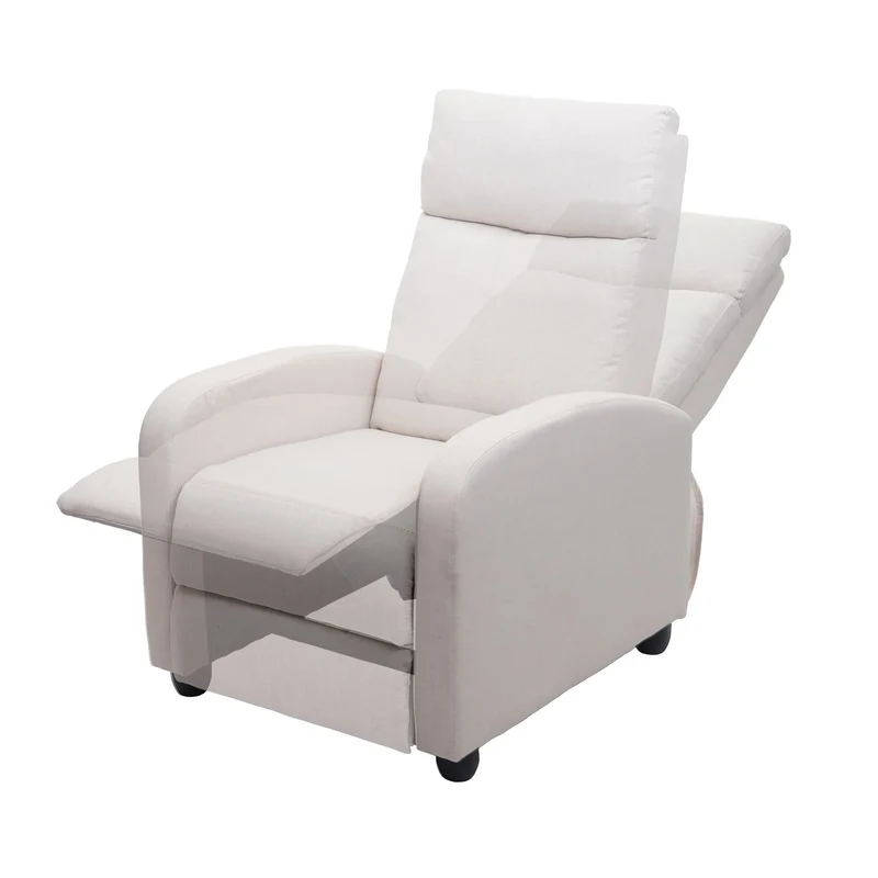 Fauteuil TV relaxation fonction inclinable réglable en tissu crème 04_0006877