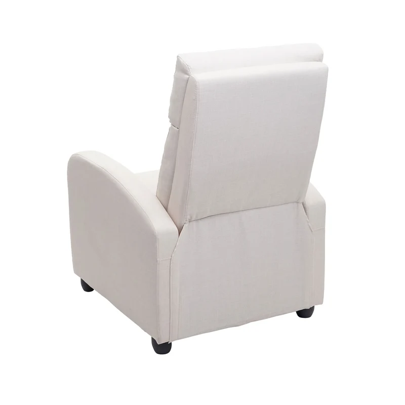 Fauteuil TV relaxation fonction inclinable réglable en tissu crème 04_0006877