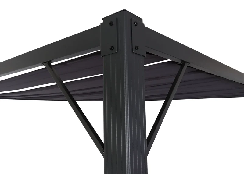 Pergola pavillon de jardin à lattes auvent de terrasse 8 cm cadre en aluminium tissu/textile 3 x 3m anthracite 04_0008118
