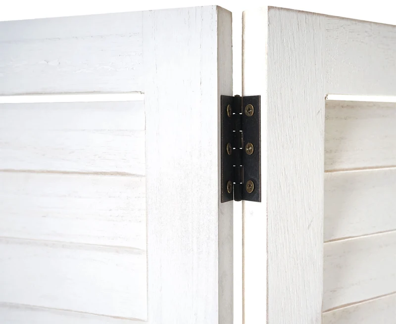 Paravent séparaeur de pièce 3 panneaux aspect vintage blanc 170 x 120 cm 04_0008028
