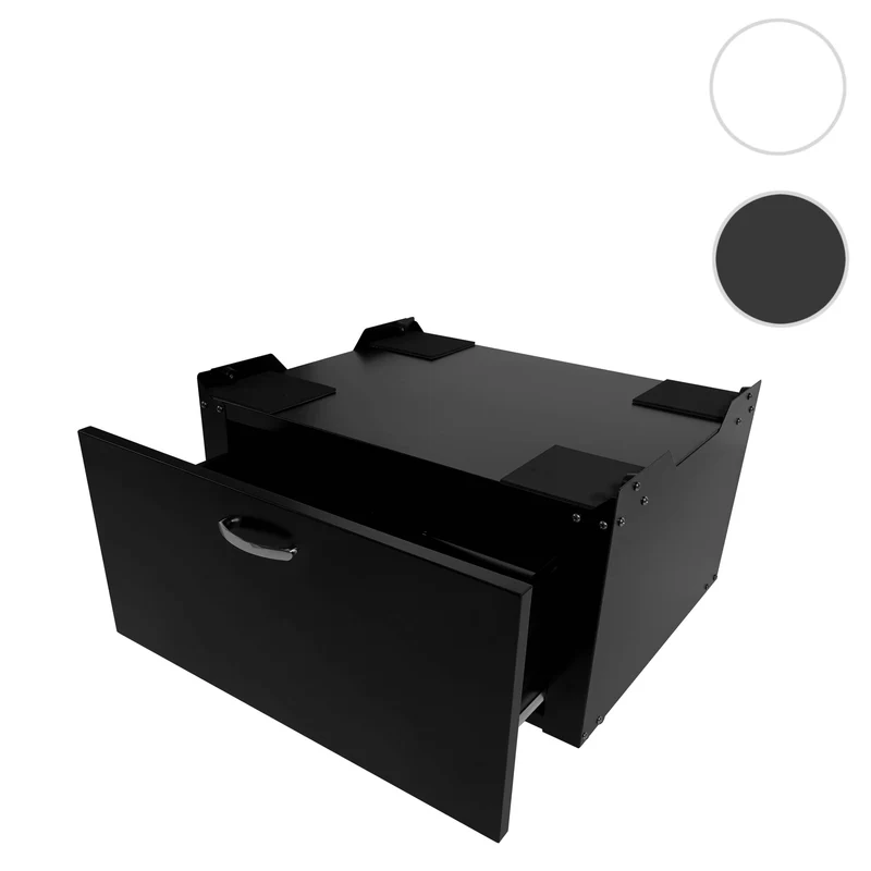 Meuble bas pour machine à laver avec tiroir 33 x 61 x 52 cm MDF et acier noir 04_0007835