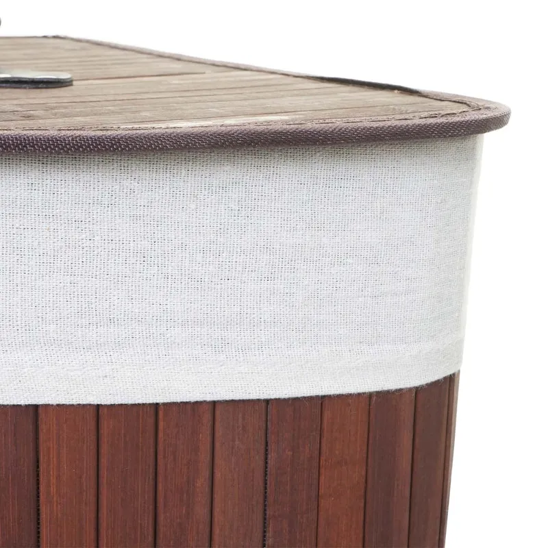 Panier à linge d'angle bac à linge 61 x 48 x 35 cm 50l en bambou marron 04_0007895