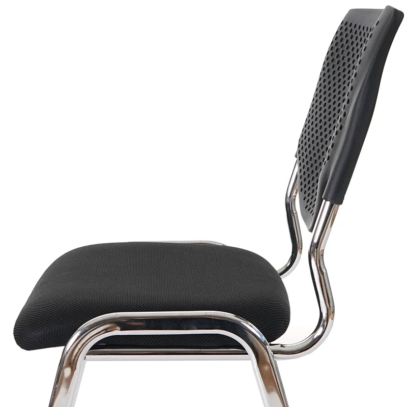 Lot de 4 chaises visiteur chaise de conférence empilable assise en tissu/textile noir pieds chrome 04_0007533