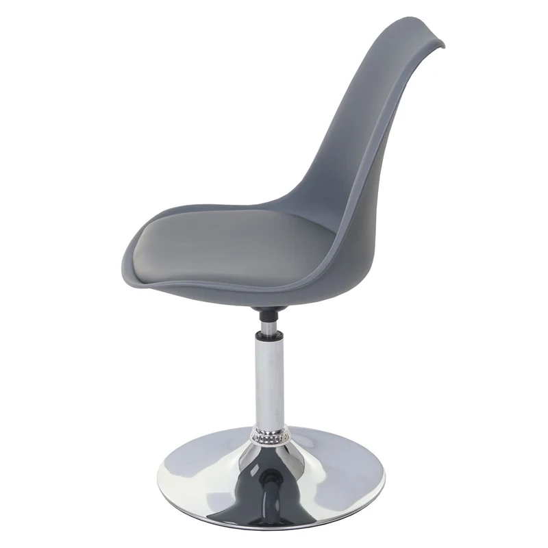 Lot de 2 chaises de salle à manger réglable en hauteur pivotante PVC et plastique gris foncé piètement chromé 04_0007393
