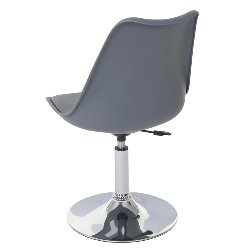 Lot de 2 chaises de salle à manger réglable en hauteur pivotante PVC et plastique gris foncé piètement chromé 04_0007393