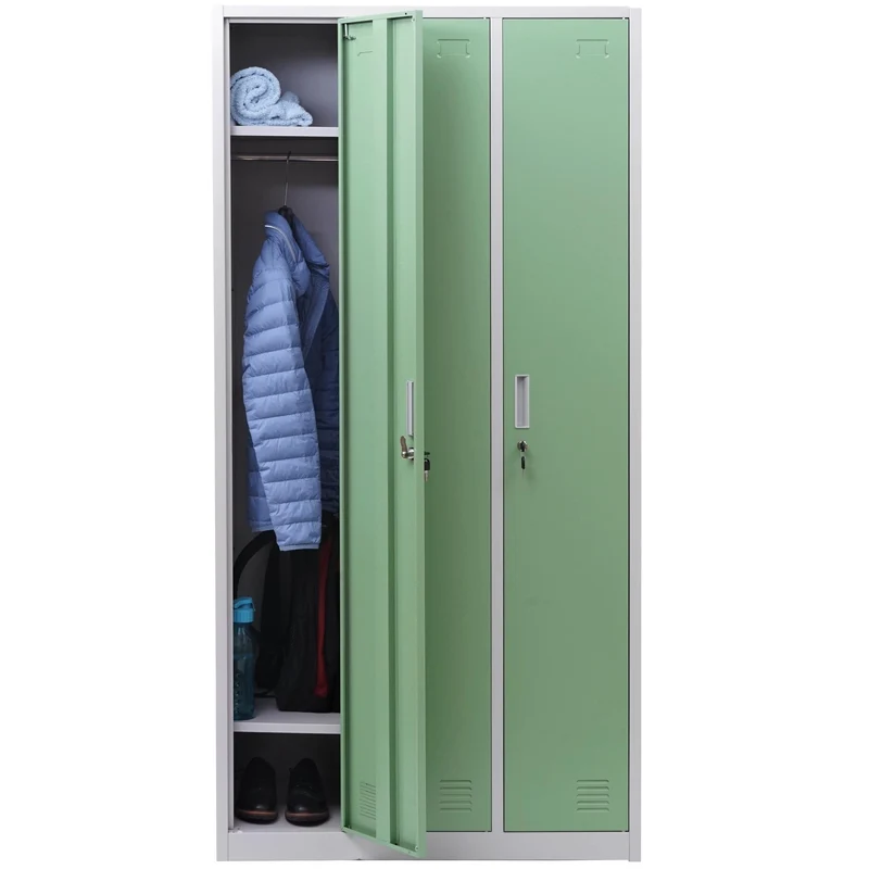 Casier avec 3 compartiments avec serrure tôle d'acier laminé vert 180x90x50 cm 04_0007274