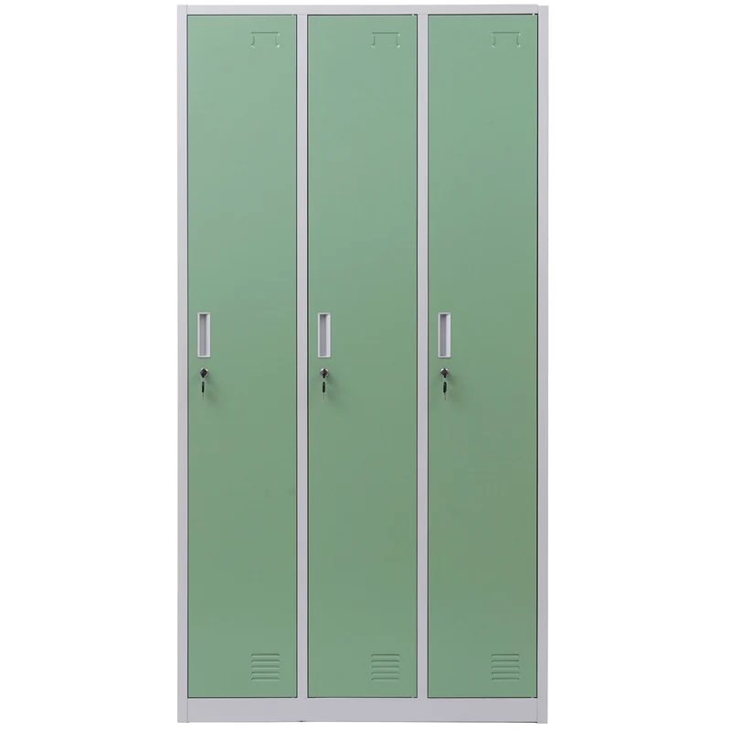 Casier avec 3 compartiments avec serrure tôle d'acier laminé vert 180x90x50 cm 04_0007274