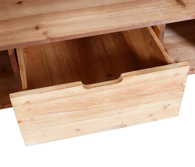 Buffet industriel en bois massif 120 cm avec tiroir et rangement style métal 04_0010233