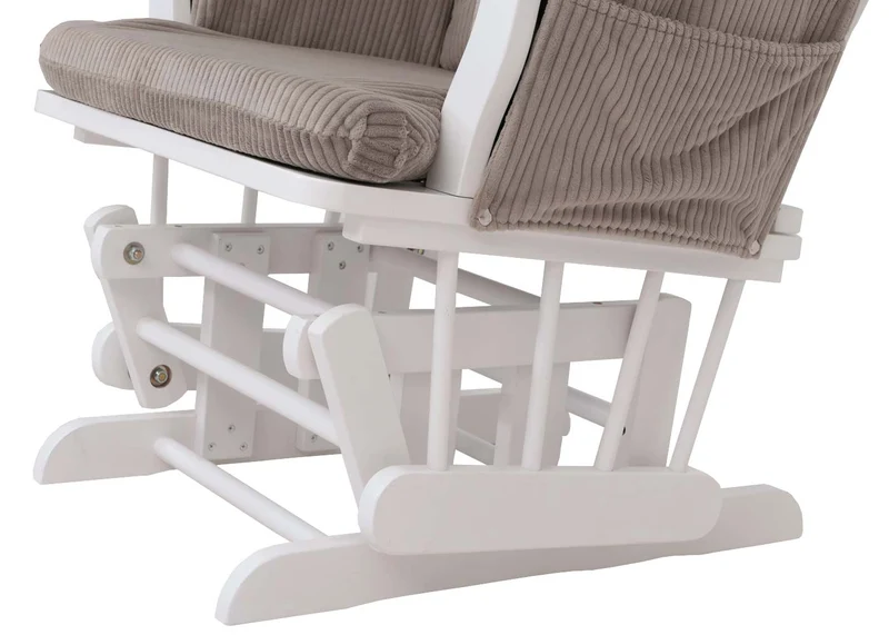 Fauteuil relax à bascule avec repose-pieds tissu velours côtelé gris clair structure blanche 04_0009666